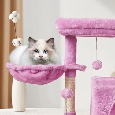 Котячий будинок MIAO PAW 10 для домашніх котів, рожевий – багаторівнева вежа з сизалевими когтеточками, ігровим центром, лежаком та платформами
