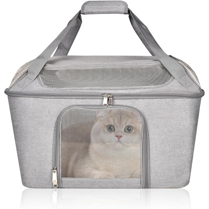 Транспортна переноска для котів та собак, складана переноска-мішок, переноска для тварин з регульованим плечовим ременем, схвалена авіакомпаніями