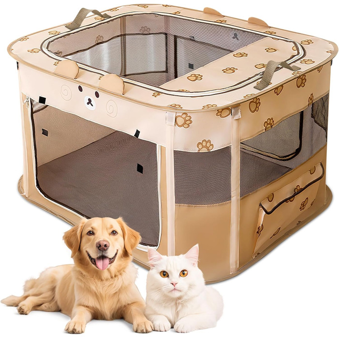 Портативний вольєр для цуценят та котів ALLSOPETS, XXL, для дому, вулиці, подорожей, з сумкою