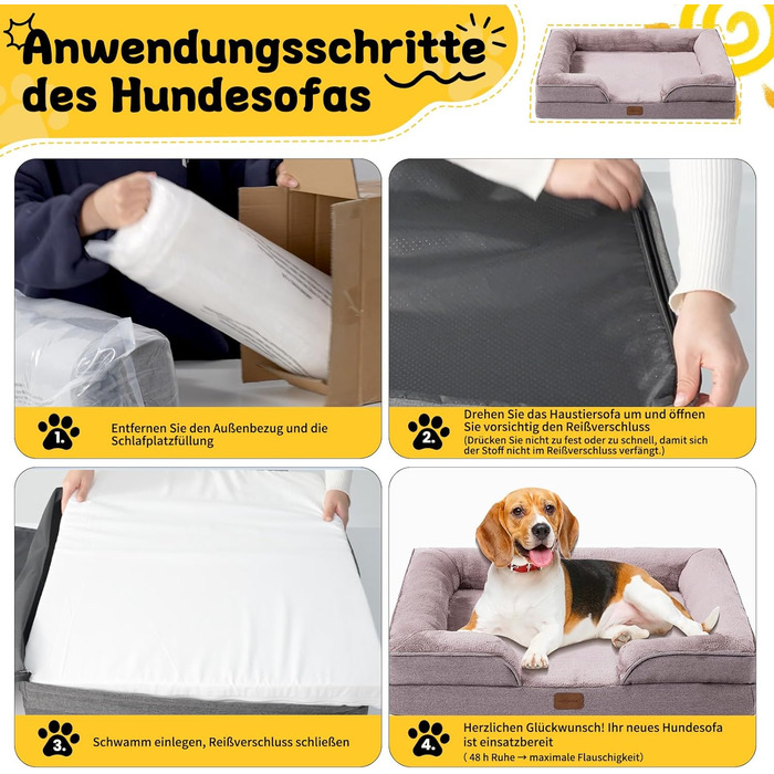 Ортопедичне ліжко для собак маленьких порід 75x60x19,8 см, з високощільним губчатим наповнювачем, для здорових суглобів, знімний водонепроникний чохол, зручне, неслизьке, хакі