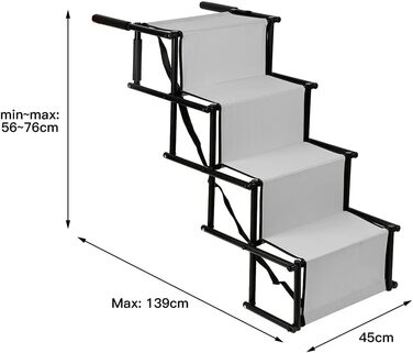 Сходинка для собак у багажник авто: захист суглобів, 4 сходинки, вантажопідйомність 75 кг, сірий колір