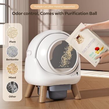 Автоматичний лоток для котів з 4 датчиками, керуванням через APP, для кількох котів, білий, Smart-лоток white-A1