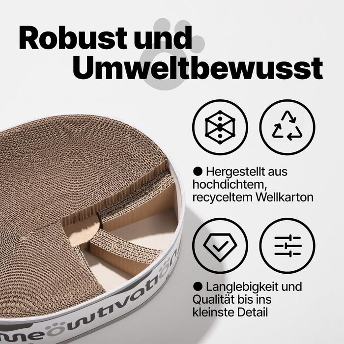 Кігтеточка-ліжко для котів з картонної коробки, 42 см, з котячою м'ятою