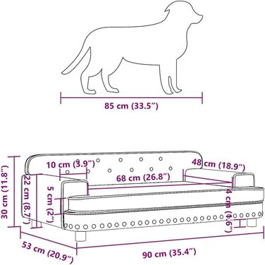 Крісло-ліжко для собак та котів з екошкіри, 90x53x30 см, кремовий колір