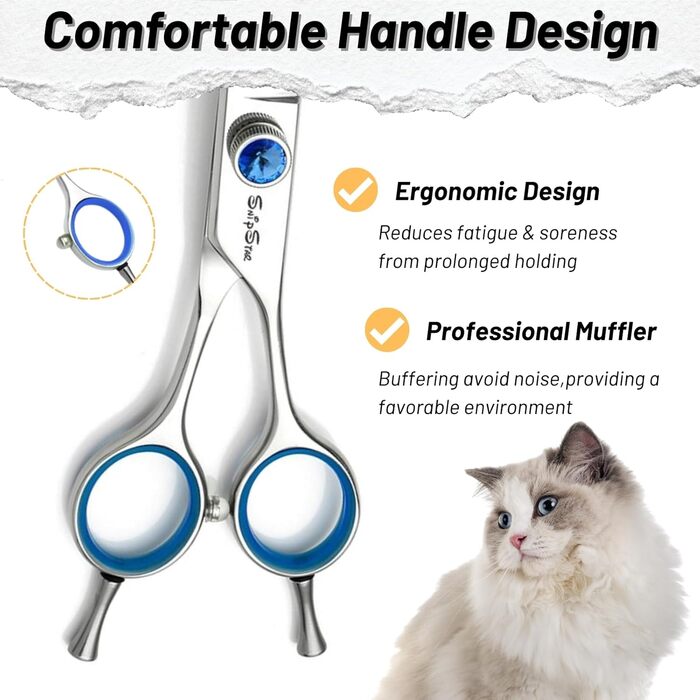 Професійна вигнута ножиця для собак, JP440C з нержавіючої сталі, для грумінгу, стрижки собак, кроликів, котів, обличчя, вух, лап. Ергономічна ручка.