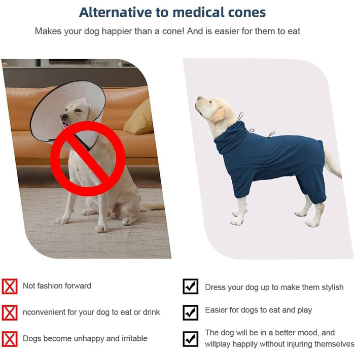 Піжама для собак великих та екстра-великих порід, еластична, для дорослих та середніх собак, комбінезон для домашнього улюбленця (5XL, Синій)