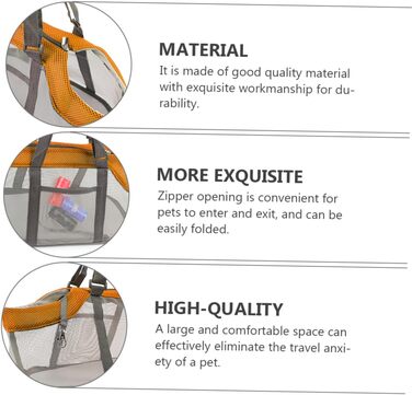 Транспортна сумка для тварин Cosmevivi XXL, нейлон, помаранчевий, 44x25 см, з сіткою для собак, котів та цуценят, для подорожей та кемпінгу
