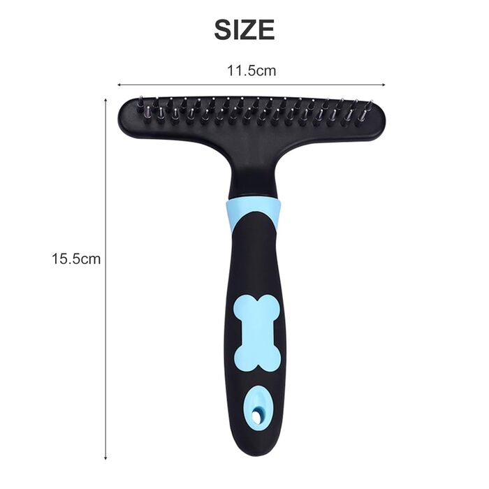 Щітка для вичісування собак, синьо-чорна, гребінець для догляду за шерстю, інструмент для видалення ковтунів, для короткої та довгої шерсті, дворядний