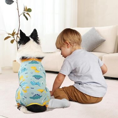 Захисний боді для собак після операції FeimaX: захист від лизання, дихаючий, для собак після кастрації (дівчата та хлопці), альтернатива електронного нашийника, для великих та середніх собак, дизайн динозавр