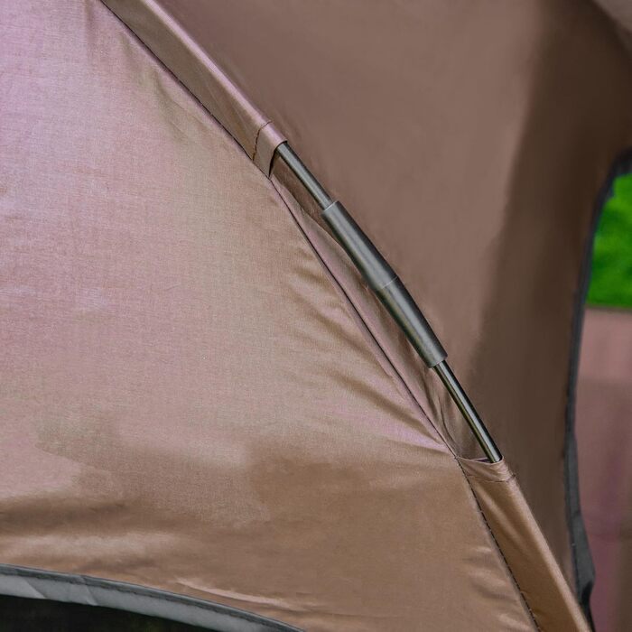 Підвищене собаче ліжко PawHut з балдахіном, лежанка для тварин, лежанка для собак Outdoor з дахом, дихаюча, з тканини Taft для кемпінгу, колір кава/чорний, розмір 76 x 61 x 73 см