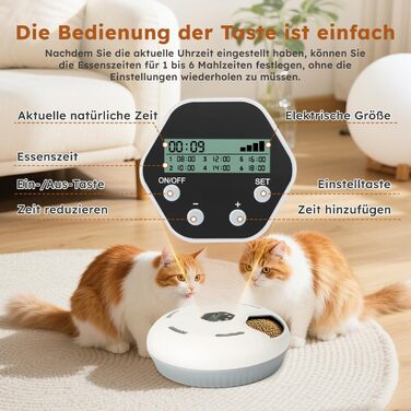 Автоматичний годівник для котів та собак з охолодженням, 6 порцій, акумуляторний таймер