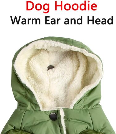 Теплий флісовий худі для собак JoyDaog, зимовий одяг для цуценят з капюшоном (зелений, розмір S)
