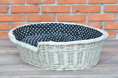 Плетений кошик з лози для собак і котів з подушкою, кремовий, 100 см