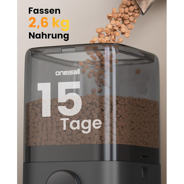 Автоматичний годівниця для котів Oneisall 5L з двома мисками, керування через додаток, Wi-Fi, PF10DAE