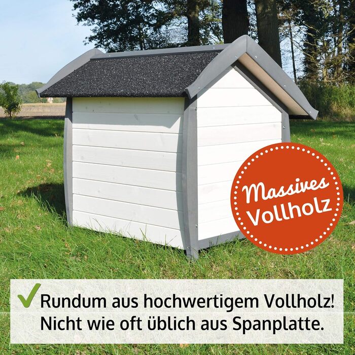 Будинок для собак Zooprinz Bella - вологостійкий, з масивного дерева, для вулиці, екологічна фарба, 3 розміри (XL, M)