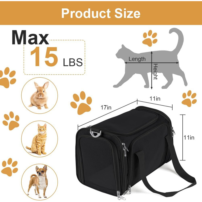 Складана переносна сумка-бокс для собак та котів VSSHE, 15 кг, чорна