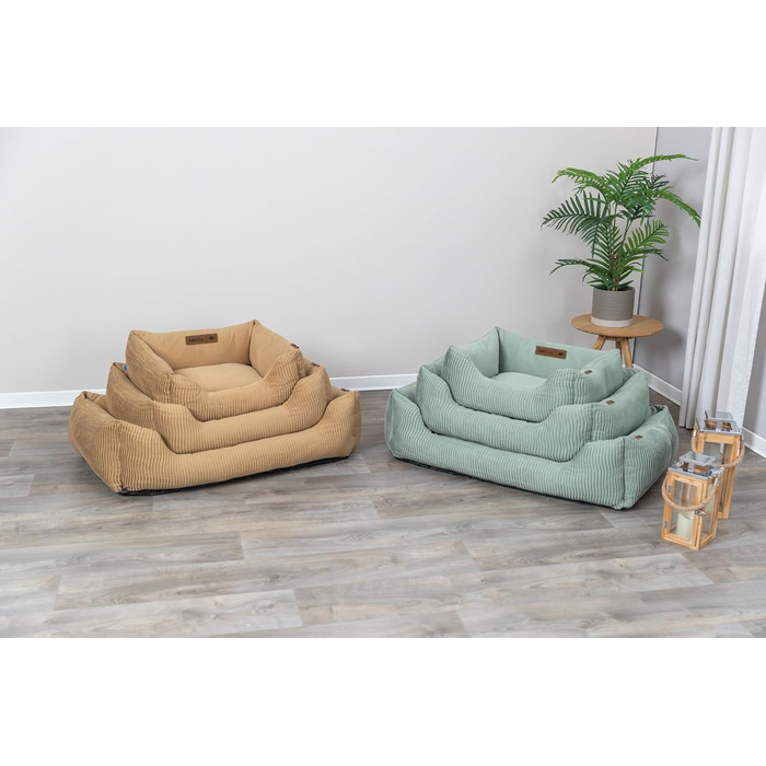 ТRIXIE Лежанка для собак Marley, 80 x 60 см, салатовий колір – зручна лежанка для середніх собак, м'який бавовняний чохол, можна прати – 37691 Salbei L 80 x 60 x 23 см