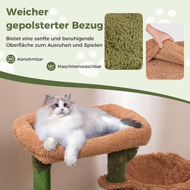 Драбина-кіготник для котів COSTWAY Kaktus: платформа, корзина, 2 котячі будиночки, сизаль, дерево, 81 см