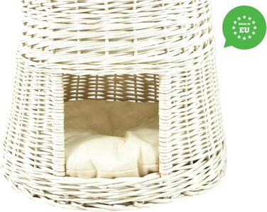 Кігтеточка-будиночок для котів, 50 см, з подушкою, з плетеної лози, двоярусна, для дому