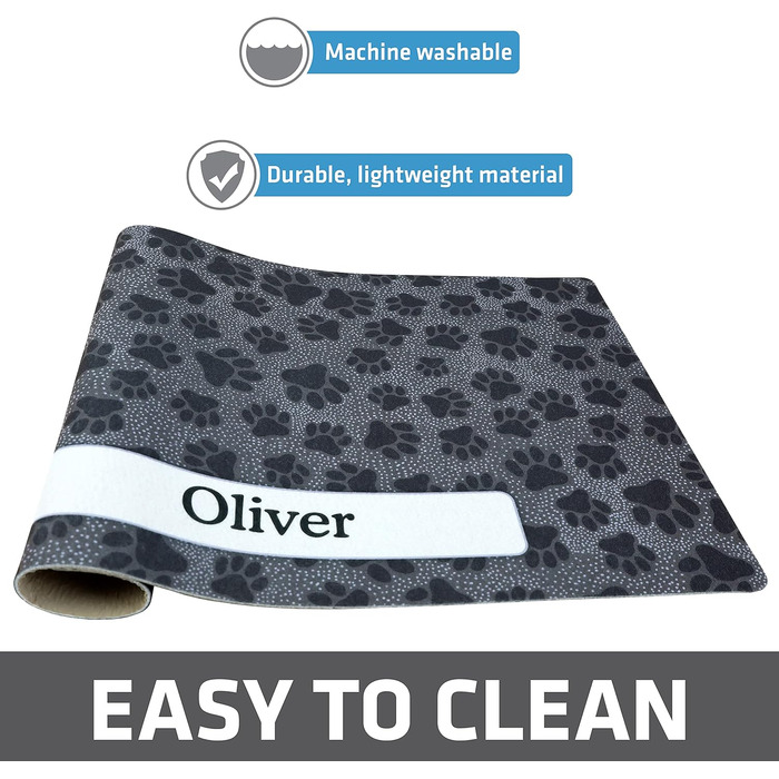 Килимок для годівлі домашніх тварин Drymate Paw Dots - чорний, 30x60 см (для собак та котів)