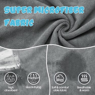 Рушник для собак з мікрофібри, швидковисихаючий, регульований, надзвичайно поглинаючий для середніх та великих собак, легко одягається (Сіро-зелений, Сіро-блакитний, S)