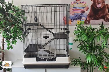 Велика клітка для гризунів MyPets XL 110x75x50 см з висувним піддоном, полицями і драбинами на колесах – вольєр для дегу, шиншил, тхорів та інших
