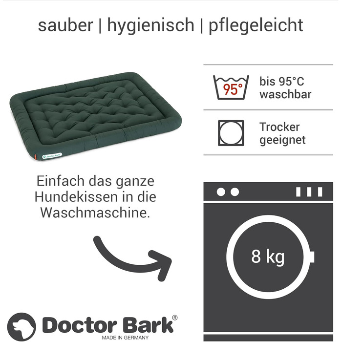 Ортопедичне ліжко для собак Doctor Bark, XL (100x85 см), зелене, 95°C, гігієнічне, міцне та зручне