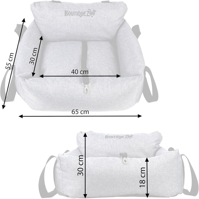 Автомобільний лежак для собак та котів | Лежак на заднє сидіння, переднє сидіння | Універсальний, миючий, сірий | Поліестер, 55 x 65 см