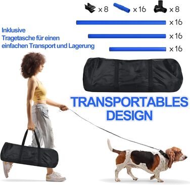 Набір для аджиліті для собак ORHEYA: 4 переносні бар'єри, регульована висота, 104x70x101 см, білий (блакитний)