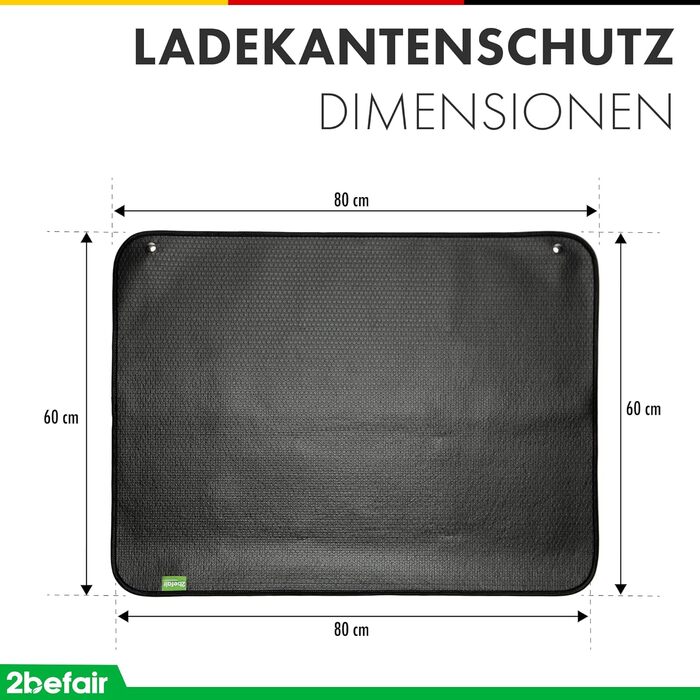 Захист краю багажника - Made in Germany, міцний захист краю багажника при завантаженні/розвантаженні, з кріпленням на липучках, 80 x 60 см, аксесуар для авто