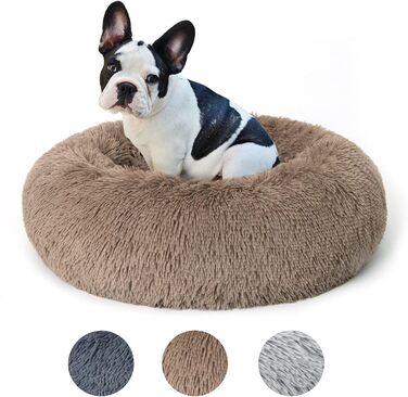 Кругле ліжко для собак та котів Lucky Sign, м'яке, тепле, 70 см, коричневе