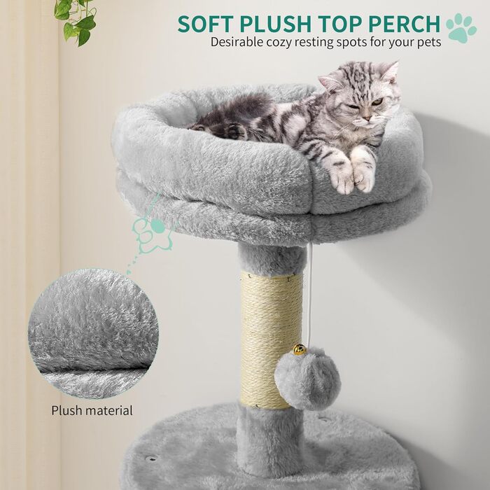 Кігтеточка YITAHOME XXL для котів, 142 см, сірий, з 8 стовпів з сизалю, 3 платформи, 2 печери, гамак, іграшки, кігтешкребок, крізьбаум