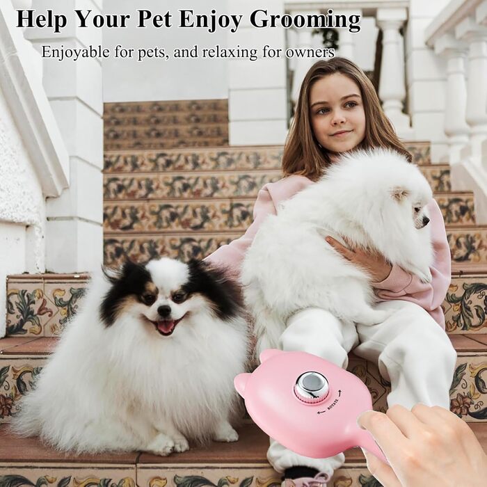 Самоочищувана щітка для собак маленьких порід - регульована щітка для грумінгу цуценят, Йоркширів, Ши-тцу, Мальтіпу та Мальтезе (Рожева)