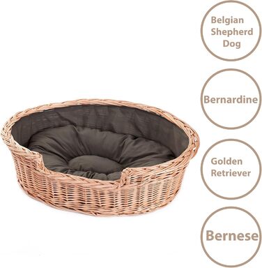 Корзина для собак та котів з плетеної лози, розмір Medium, натуральний колір