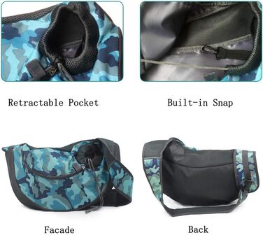 Сумка-переноска для собак і котів, блакизне камуфляжне забарвлення, до 2.5 кг