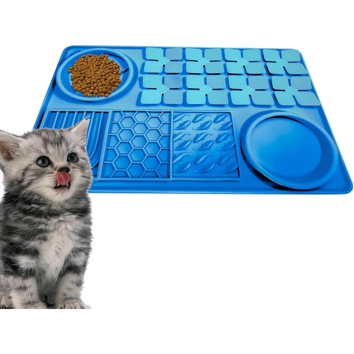 Килимок для годування собак та котів Slow Feeder з силікону, блакитний