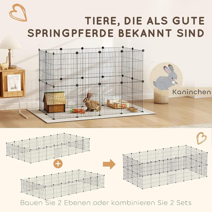 Клітка для кроликів та морських свинок PawHut, вольєр для дрібних тварин, вольєр для вигулу, сталева клітка, чорний колір, 120 x 60 x 80 см