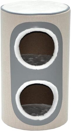 Котячий будиночок-крізьтонна Nanook Nala: стійкий крізьточний комплекс з печерами, 71 см, сизаль, штучна шкіра, бежевий, сірий