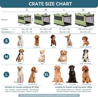 Переносна будка для собак Petsfit, велика, зелена, 90x60x59 см