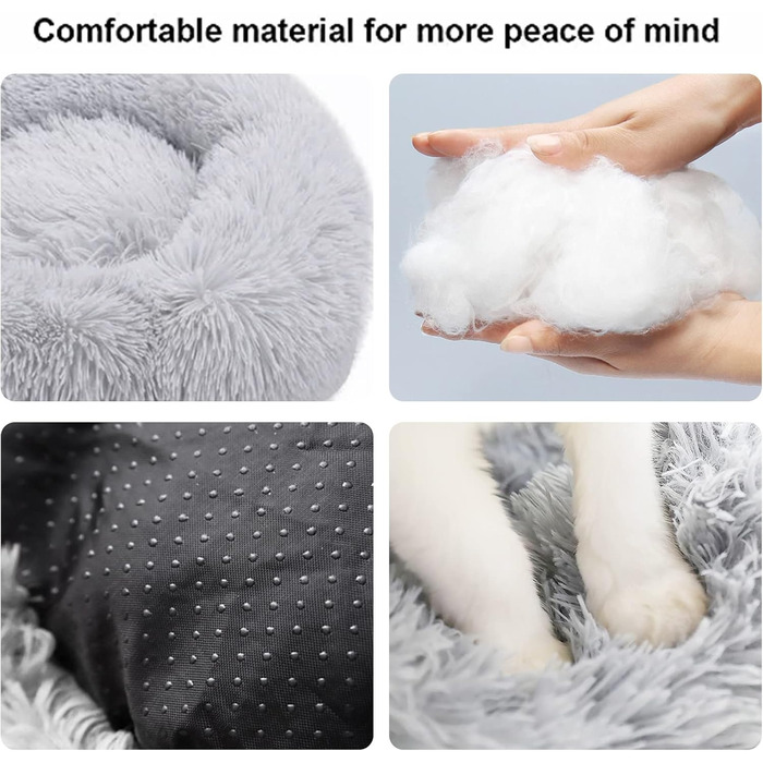 Кругле ліжко для собак та котів Nisrada, 80 см, сірого кольору, м'яке, зручне, з неслизьким дном, для цуценят та великих собак, 80x80x20 см