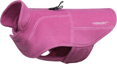 Теплий зимовий пуховик для собак VIVAGLORY Softpad, флісова куртка з захистом живота та клямками, світловідбиваюча, регульована, S/L (Обхват грудей: 67-74см, Шия: ~50см), Фуксія