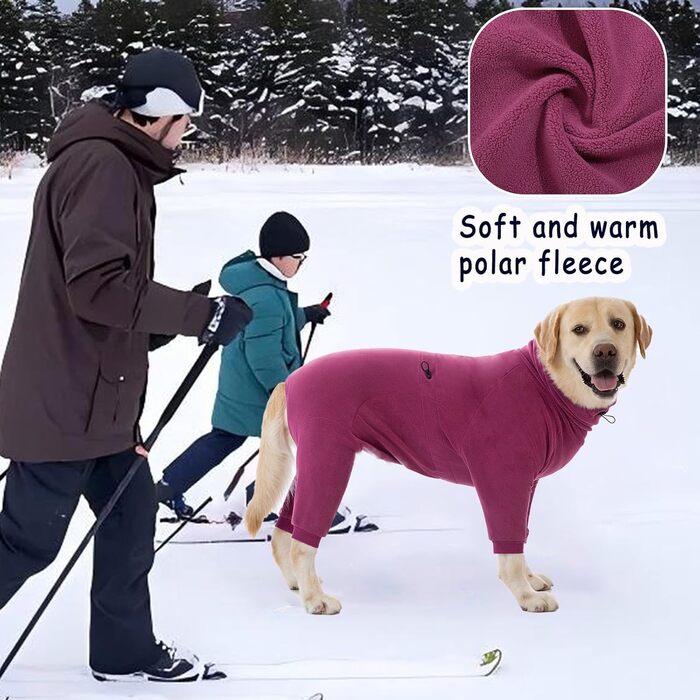 Теплий зимовий пуловер для собак Axcimond з флісу, з блискавкою, для маленьких, середніх та великих собак, тепла куртка для собак, одяг для собак, піжама для собак (M, Маджента)