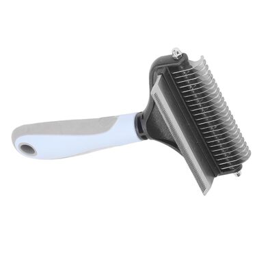 Щітка для грумінгу собак 2-в-1: розпушувач та вичіска для великих цуценят та дорослих собак (блакитна)