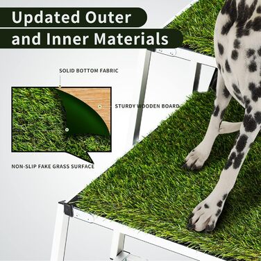 Складні сходинки для собак великих порід, портативні сходи для домашніх тварин з антиковзким покриттям, легкі сходи для собак у автомобілі, SUV, вантажівці. Сходи для собак великих порід до 80 кг (Extra Wide, 5 сходинок з травою)