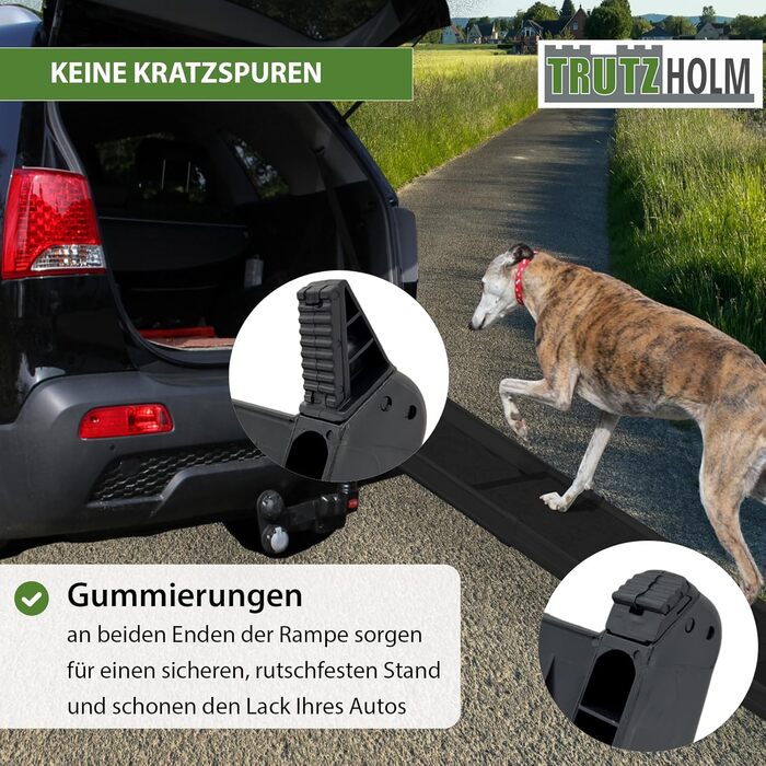Рампа для собак TRUTZHOLM, складна, до 75 кг, антиковзаюча поверхня, допомога при завантаженні, чорна (трисекційна)