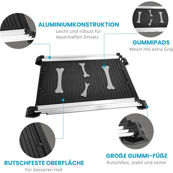 Рампа для собак Ultiness® - телескопічна, складна, з антиковзким покриттям, з алюмінію. Підходить для авто, позашляховиків та вантажівок.