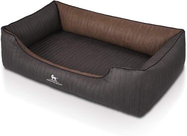 Ортопедичне собаче ліжко Knuffelwuff Outback XXL (120x85 см) з штучної шкіри - знімний чохол, легко мити, для великих, середніх та малих собак (Чорний/Коричневий)