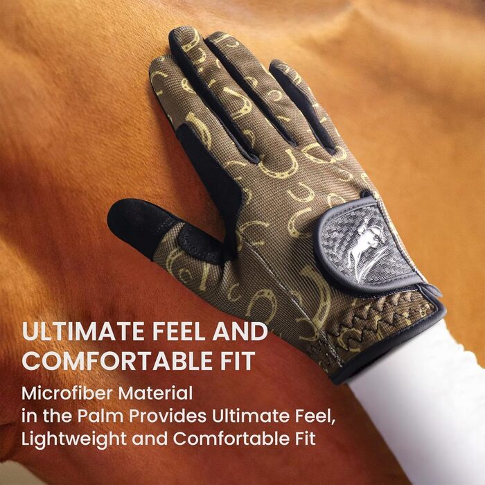 Рукавички для їзди верхи FINGER TEN з підтримкою сенсорного екрану, жіночі, коричнево-жовті, для верхової їзди та велосипеда