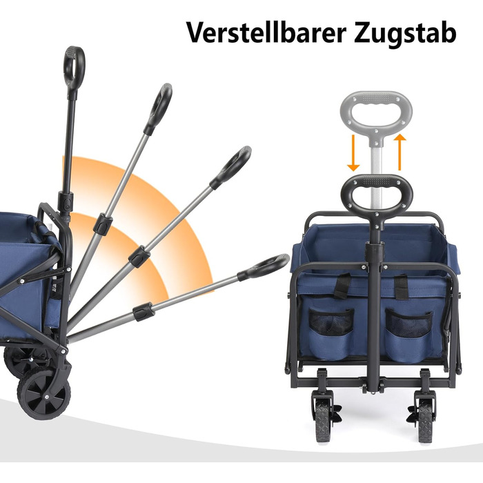 Бонло - візок-трансформер для покупок, кемпінгу та відпочинку на природі, 600D Oxford, 100 кг, сталевий каркас, блакитний