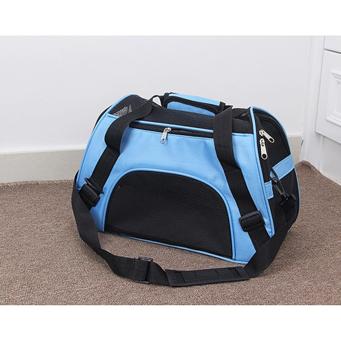 Сумка-переноска для домашніх тварин з м'якими боковинами, блакитна (S)